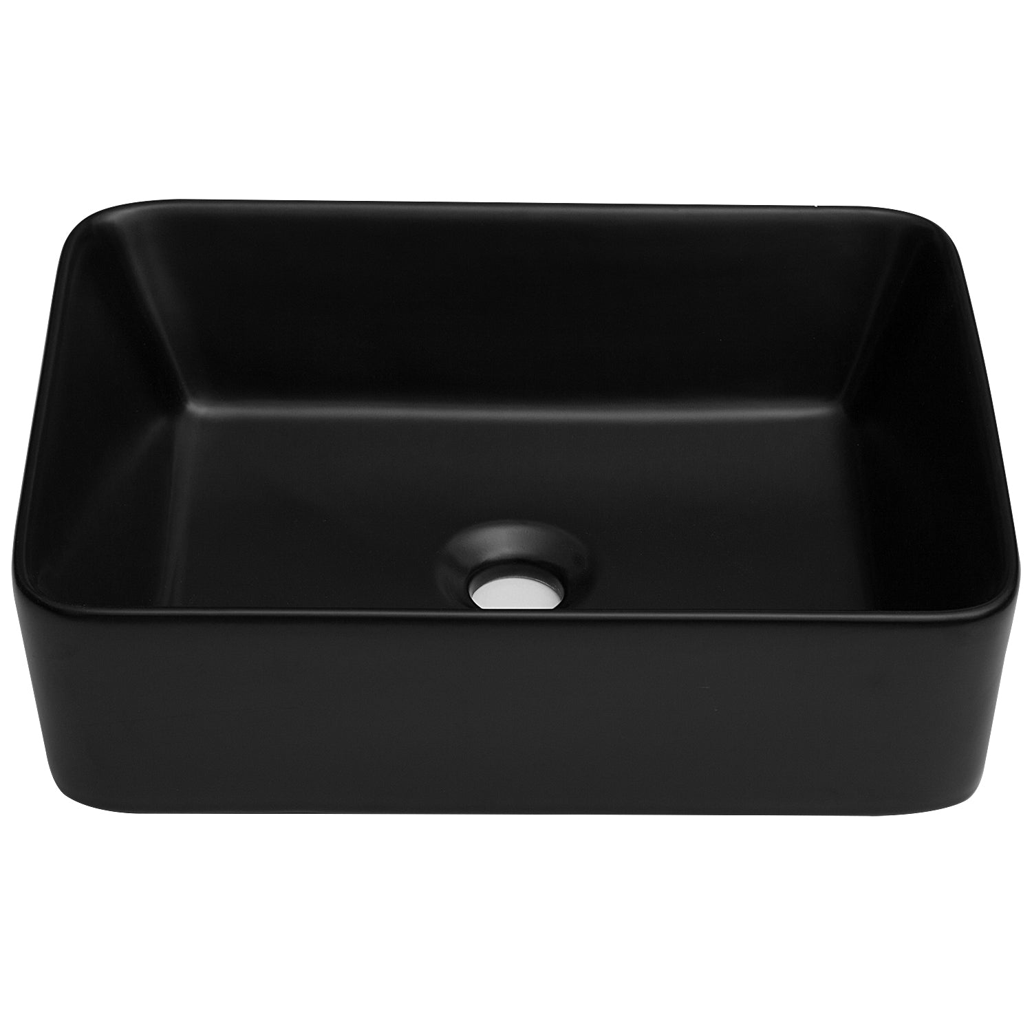 19"x15" Black Ceramic Rectangular Vessel Bathroom Sink