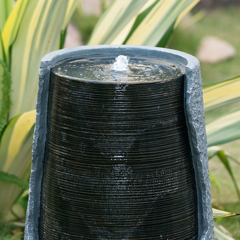 Indoor Outdoor Polyresin Water Fountain - Unique Broken Urn Design