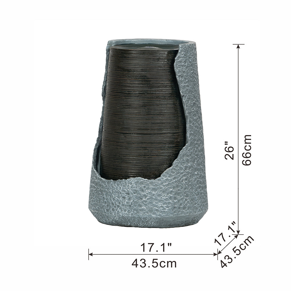 Indoor Outdoor Polyresin Water Fountain - Unique Broken Urn Design