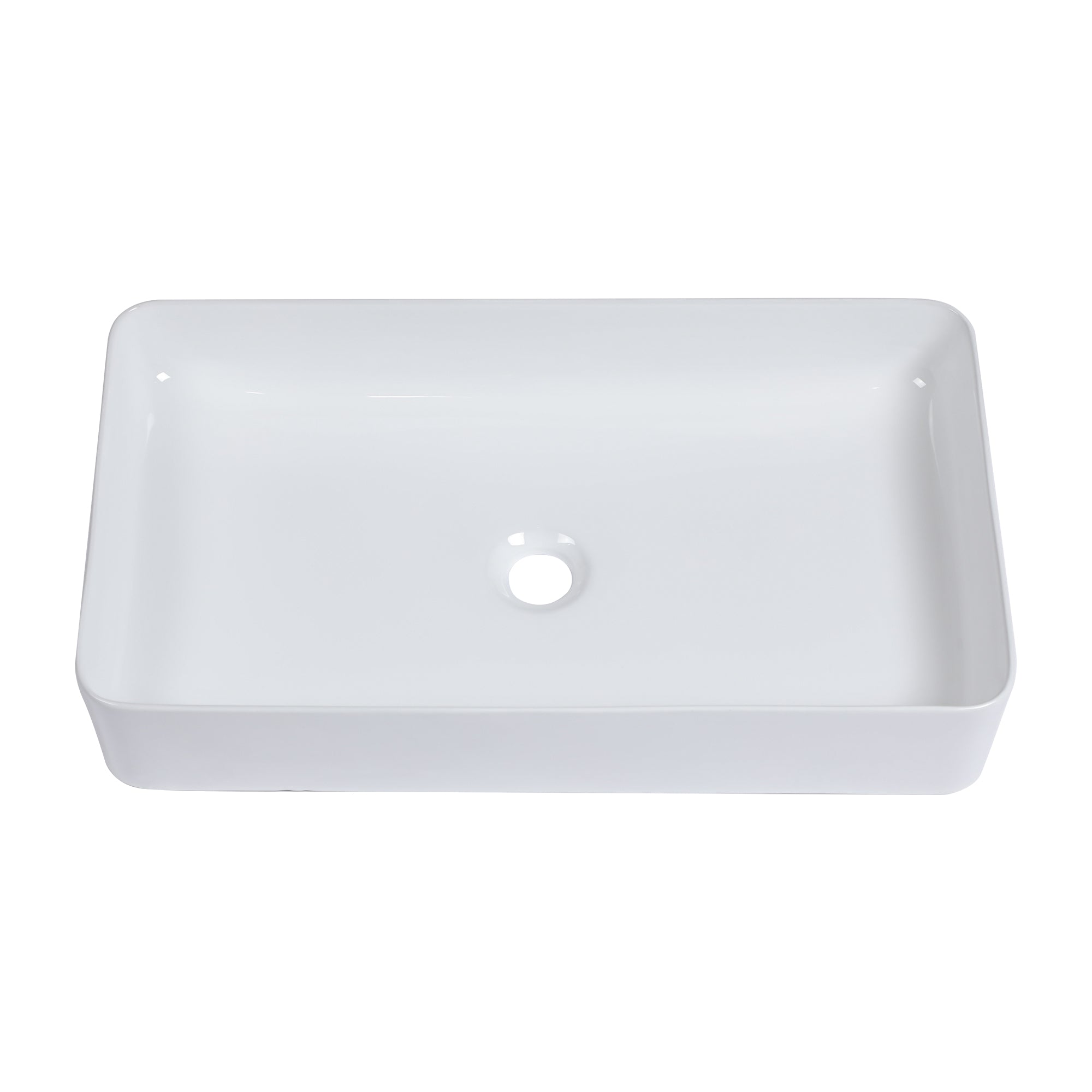 24"x14" White Ceramic Rectangular Vessel Bathroom Sink