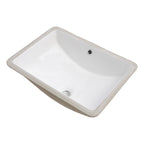 21"x14" White Ceramic Rectangular Undermount Bathroom Sink with Overflow