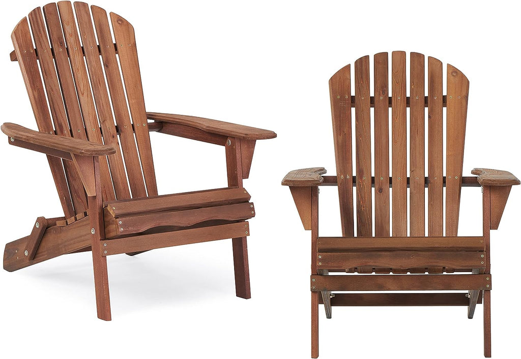 Wooden Outdoor Folding Adirondack Chair Set of 2