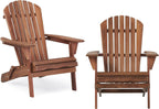 Wooden Outdoor Folding Adirondack Chair Set of 2