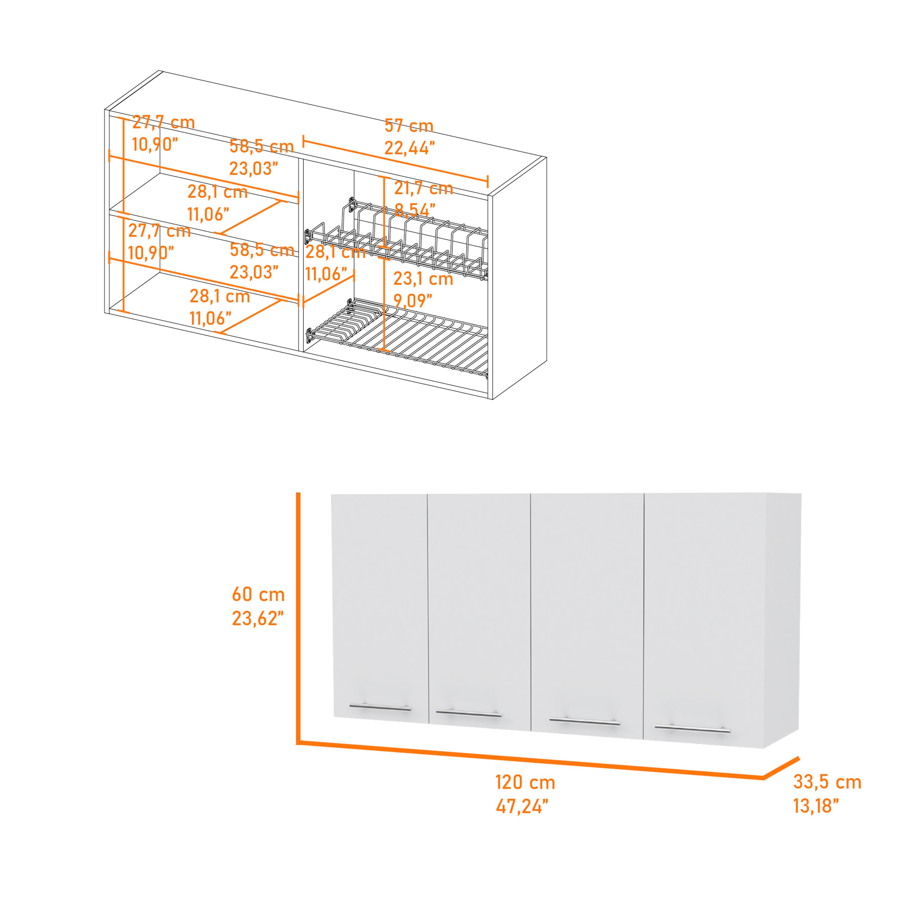 Durham Four-Door Kitchen Cabinet