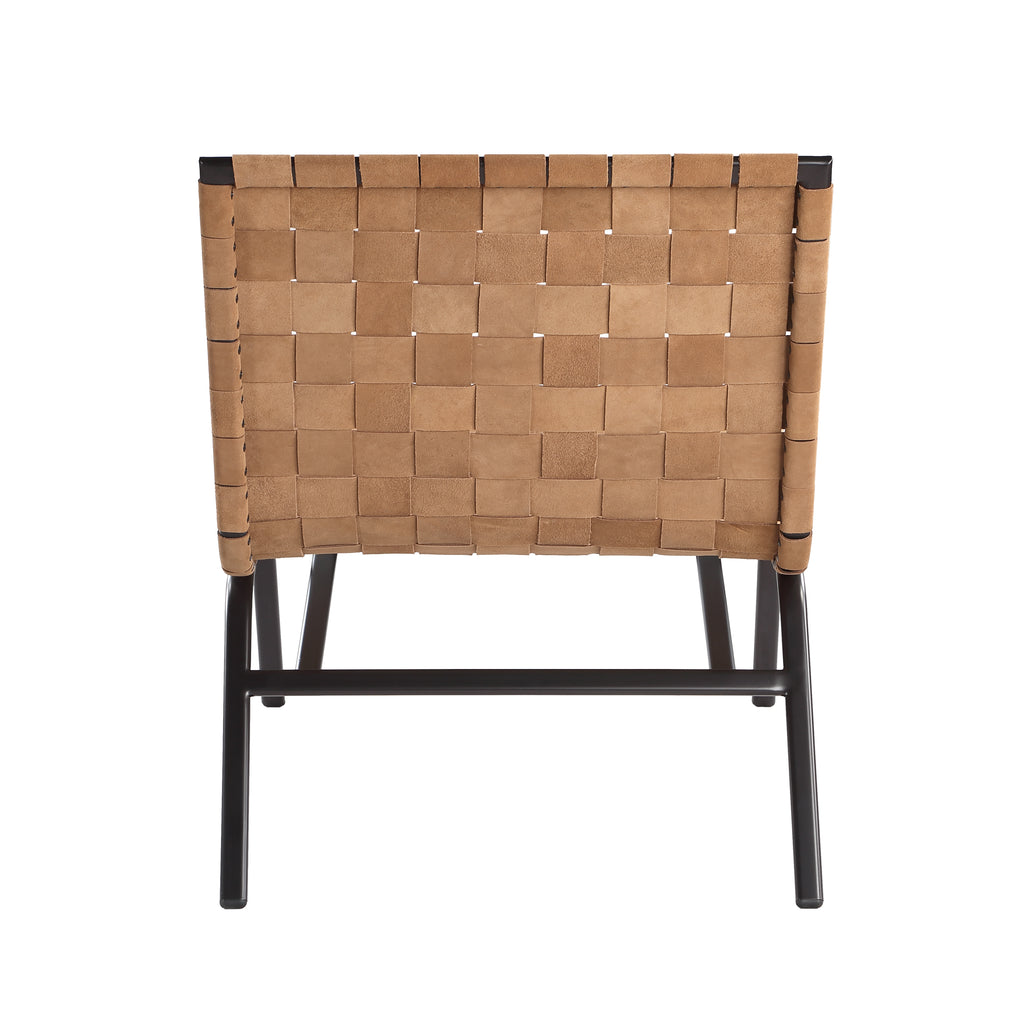 Camden Woven Brown Leather Accent Chair
