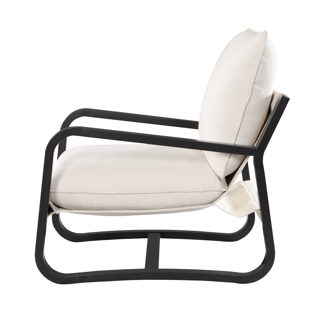 Blaire Sling Chair Upholstered in Oatmeal Fabric