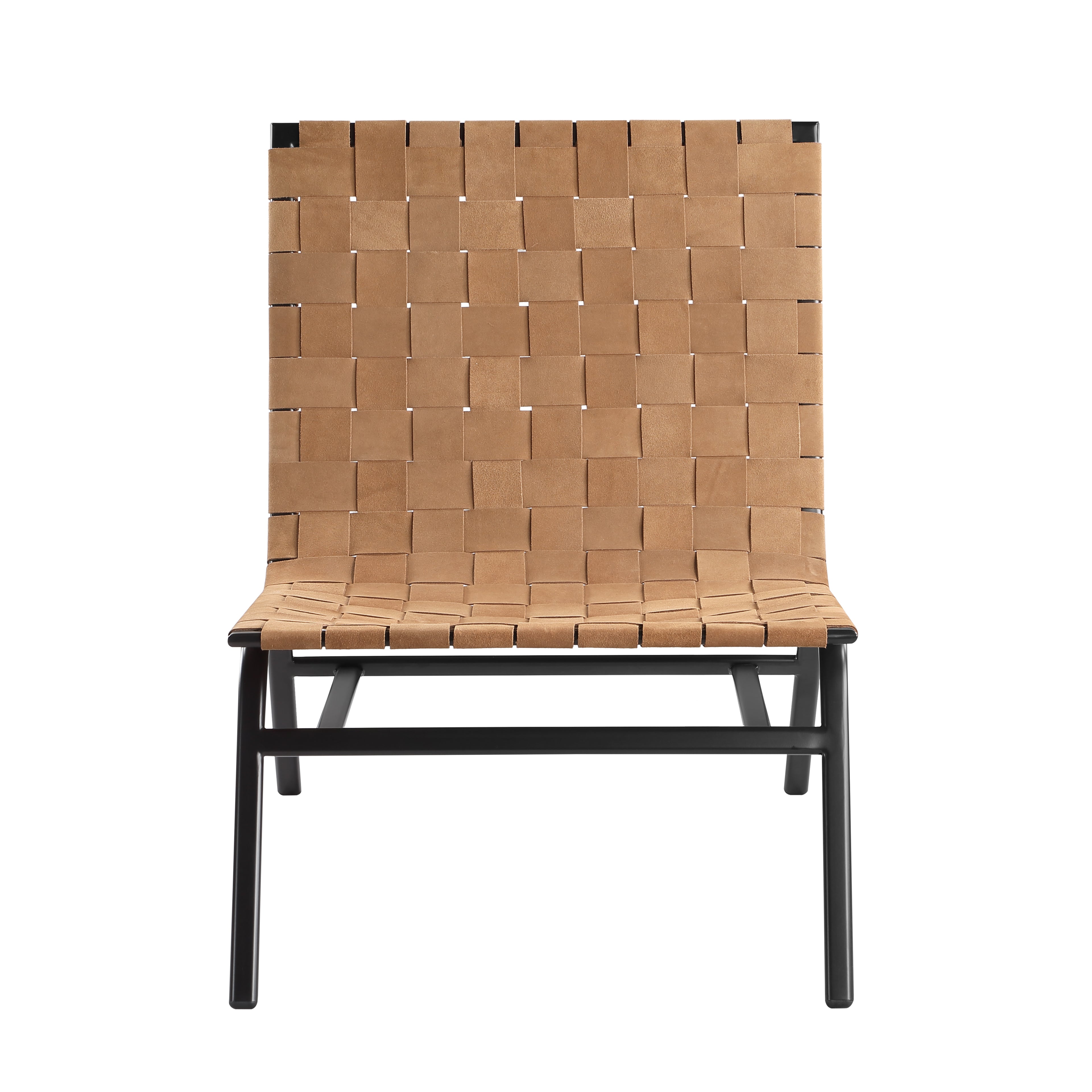 Camden Woven Brown Leather Accent Chair