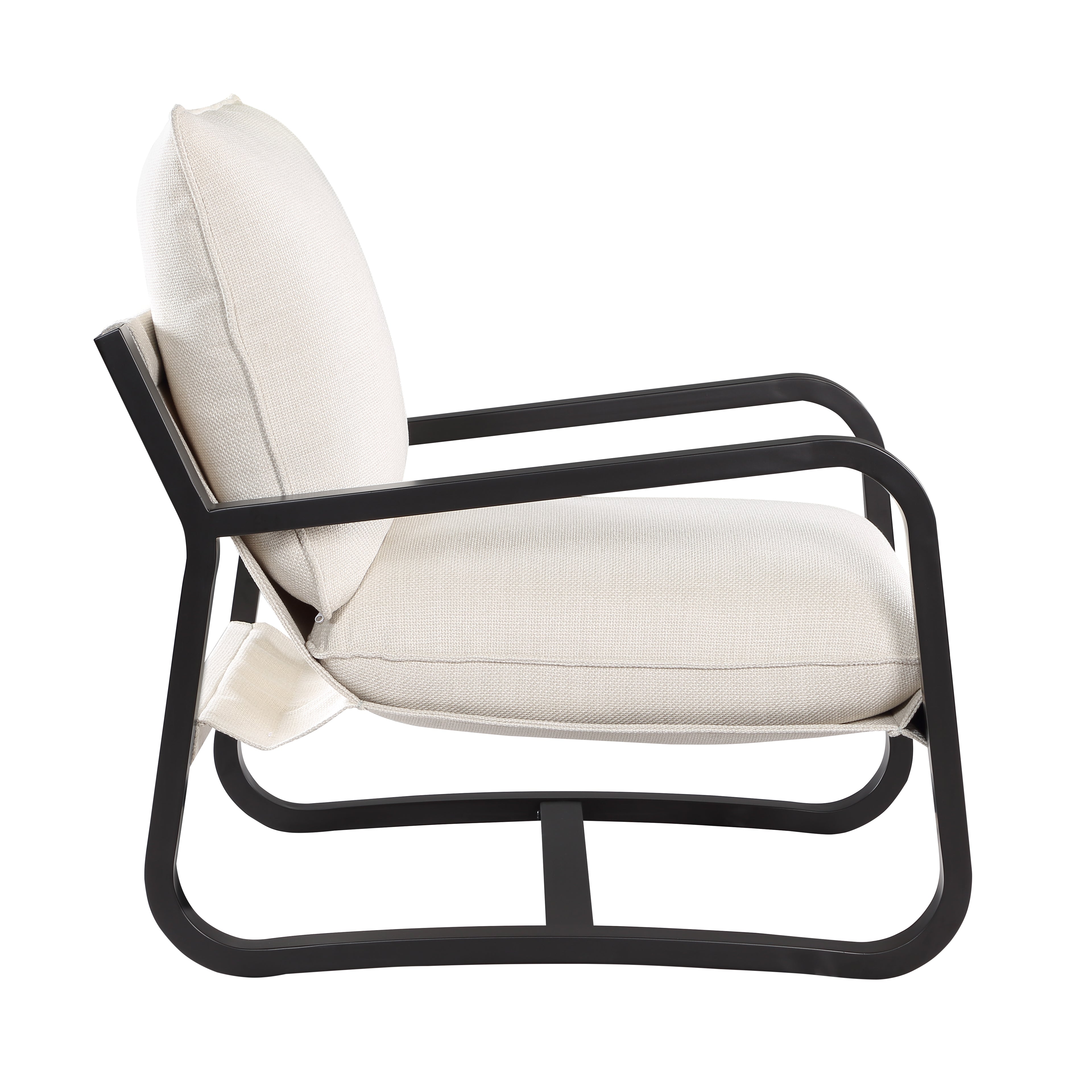 Blaire Sling Chair Upholstered in Oatmeal Fabric