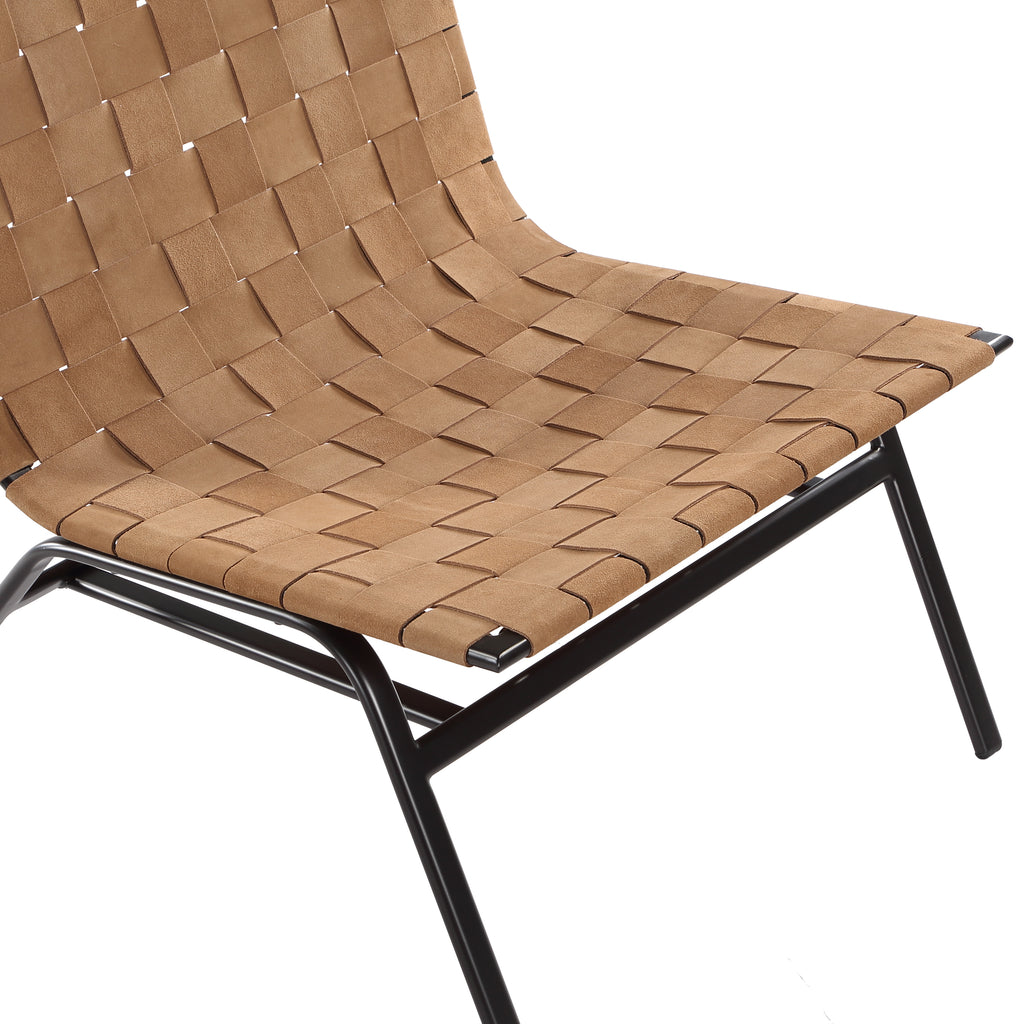 Camden Woven Brown Leather Accent Chair