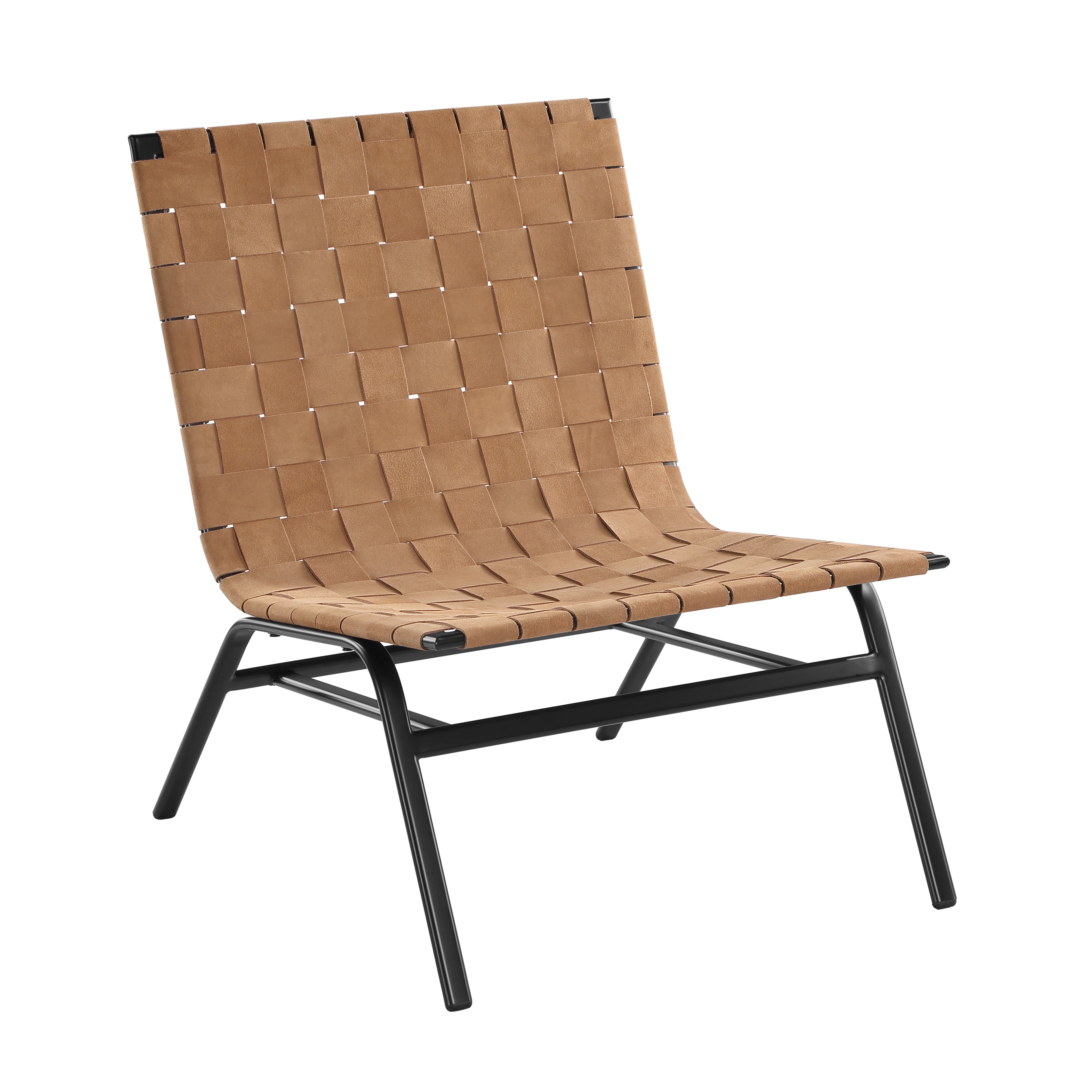Camden Woven Brown Leather Accent Chair