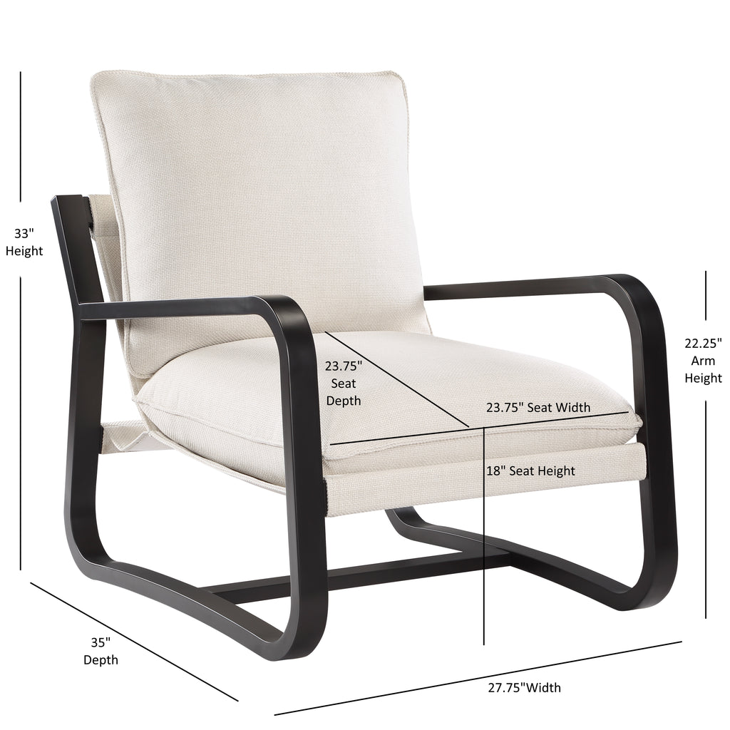 Blaire Sling Chair Upholstered in Oatmeal Fabric