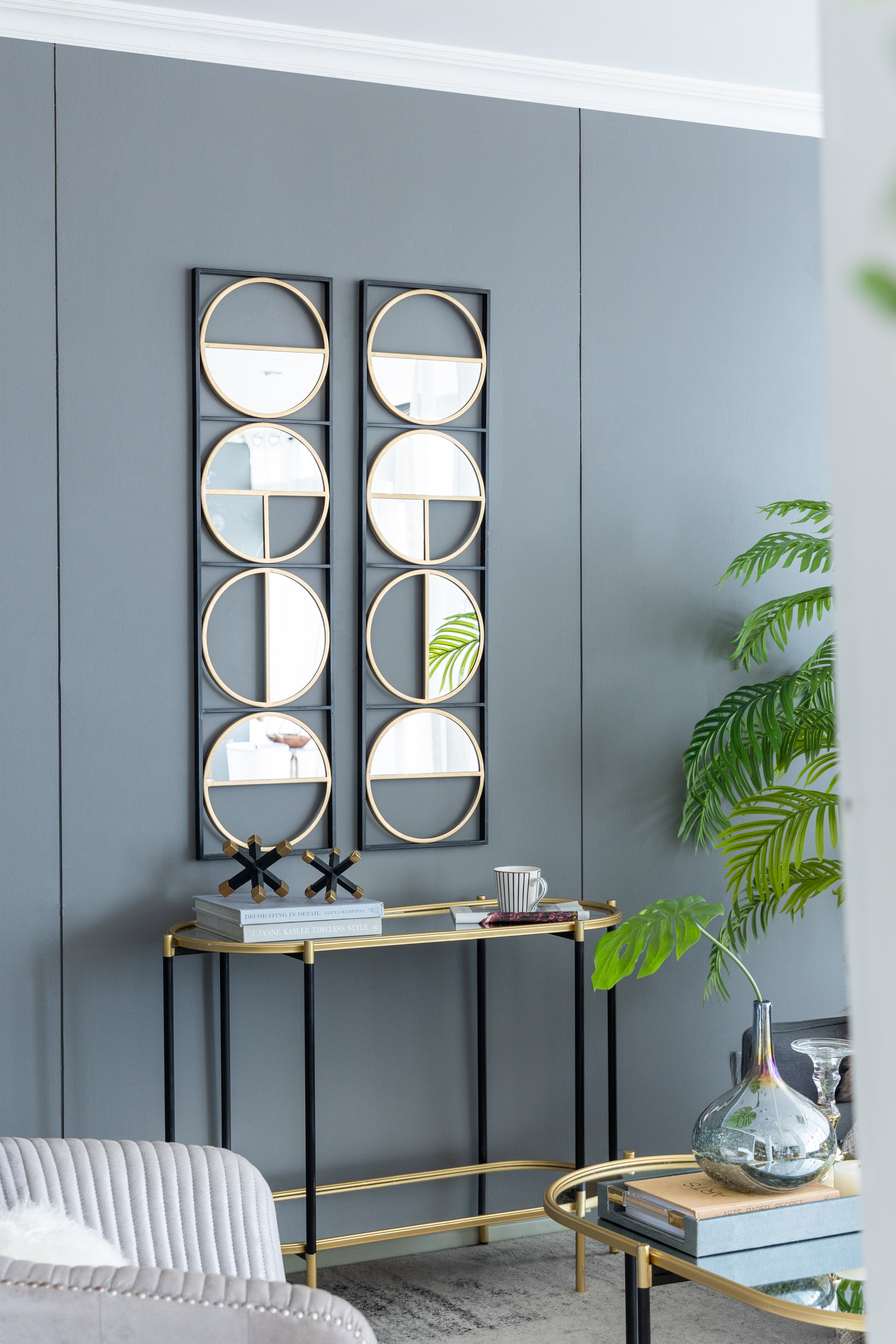 47.2" Eclectic Styling Metal Beaded Full Length Mirror