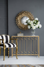 27" Sunburst Design Wall Mirror Decorative Golden Finish
