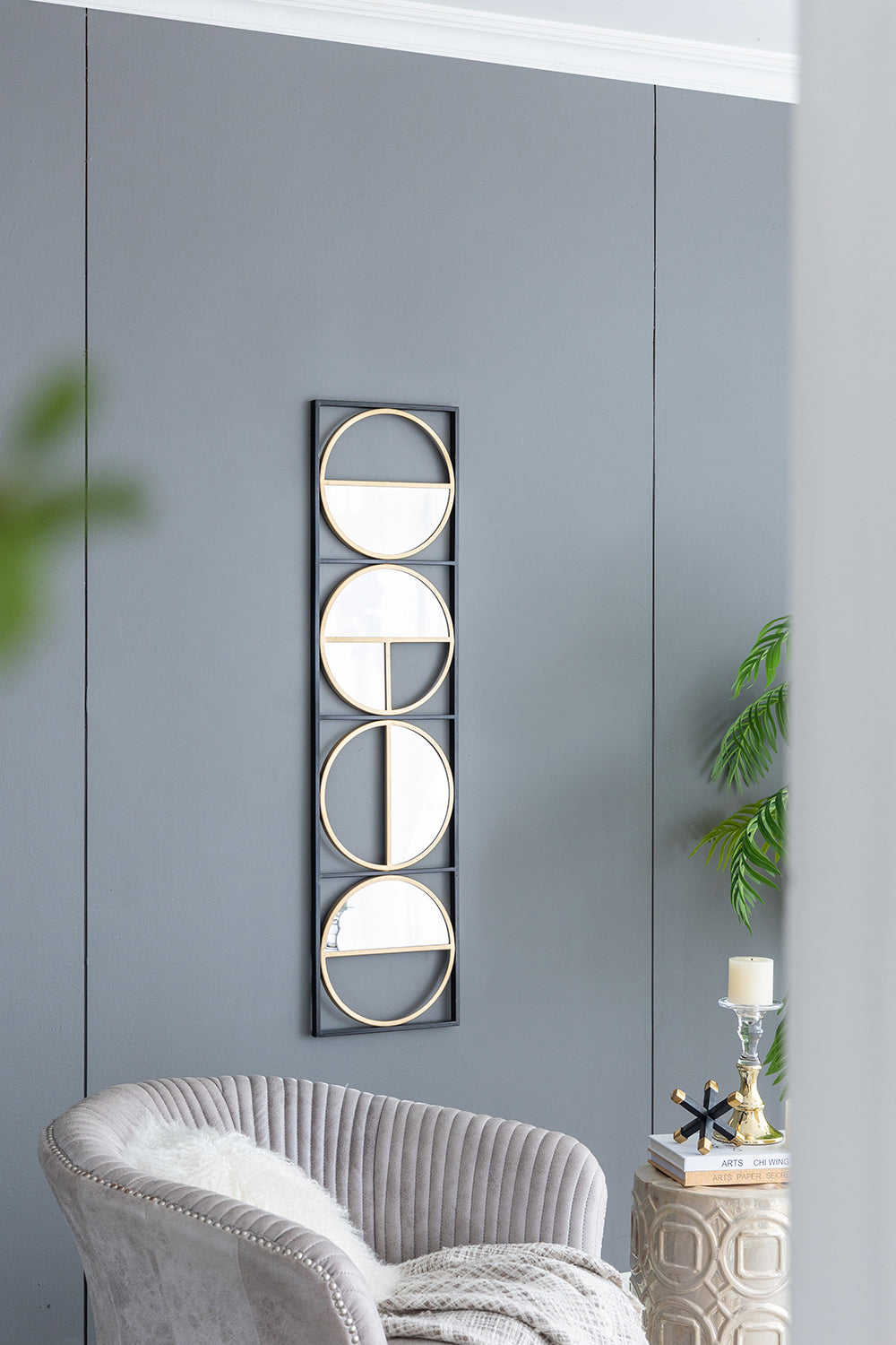 47.2" Eclectic Styling Metal Beaded Full Length Mirror