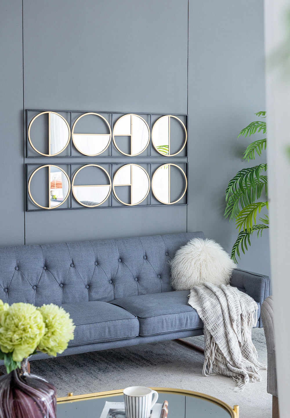 47.2" Eclectic Styling Metal Beaded Full Length Mirror
