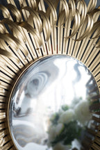 27" Sunburst Design Wall Mirror Decorative Golden Finish