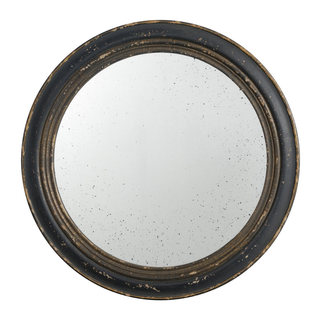 23.5" Circle Wall Mirror with Wooden Frame