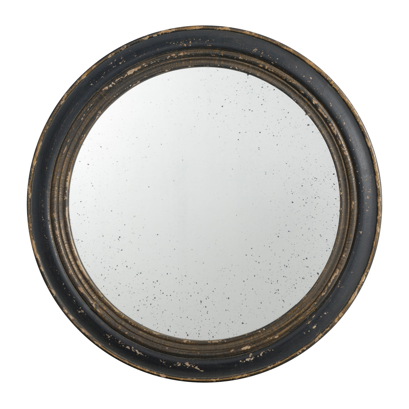 23.5" Circle Wall Mirror with Wooden Frame