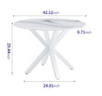 42.1" White Mid-Century Dining Table for 4-6 People