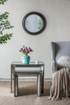 23.5" Circle Wall Mirror with Wooden Frame