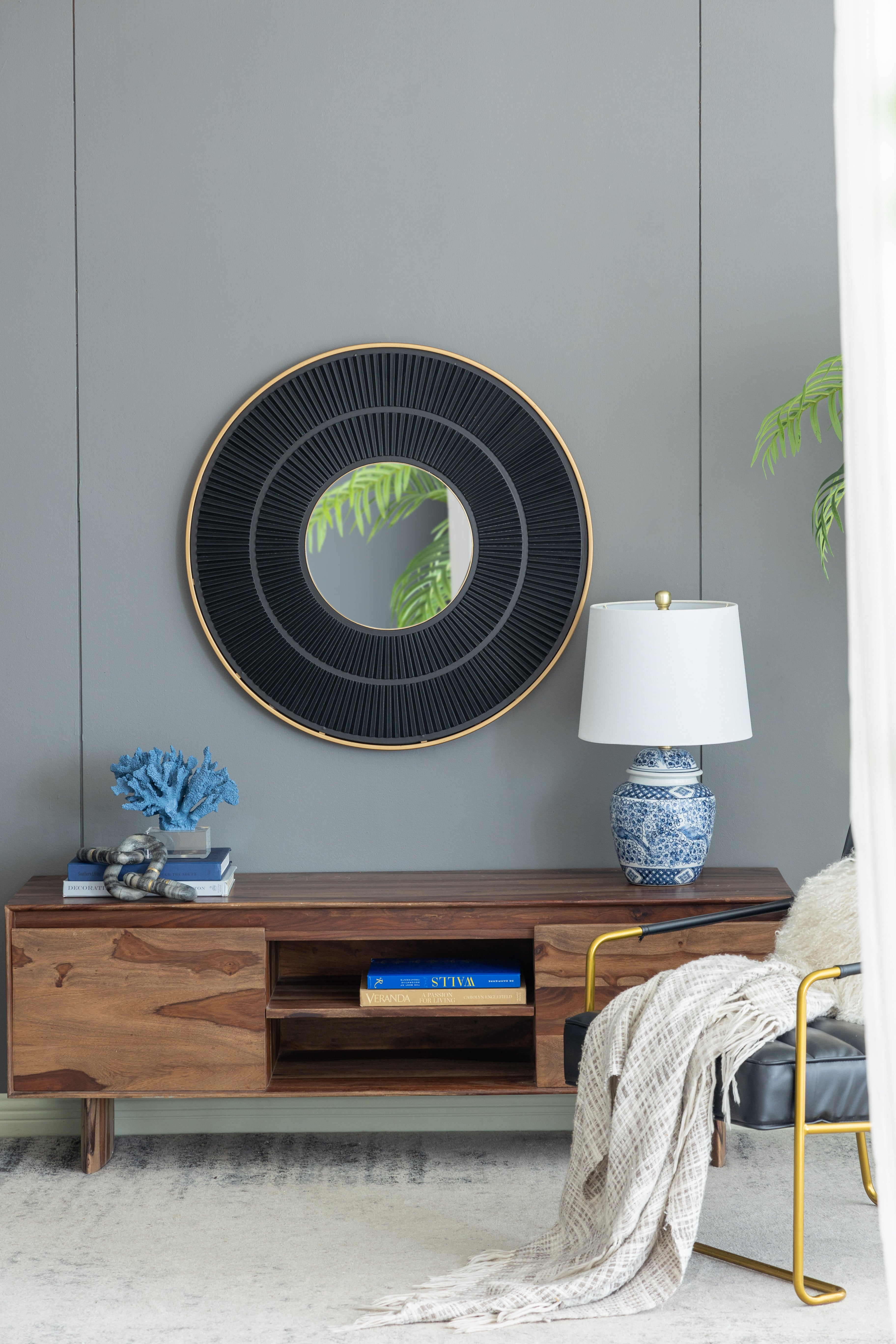 Round Carter Wooden Mirror