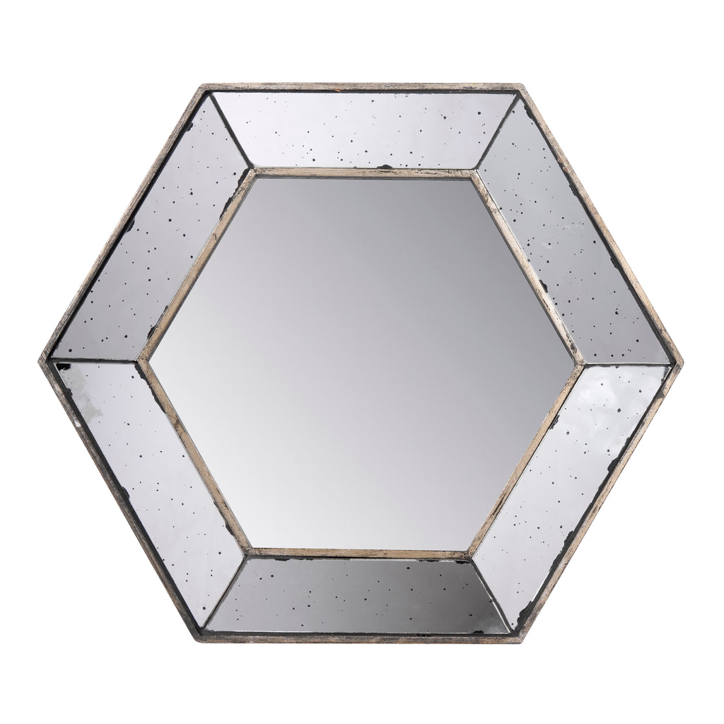 21" x 18" Hexagon Wall Mirror with Traditional Style