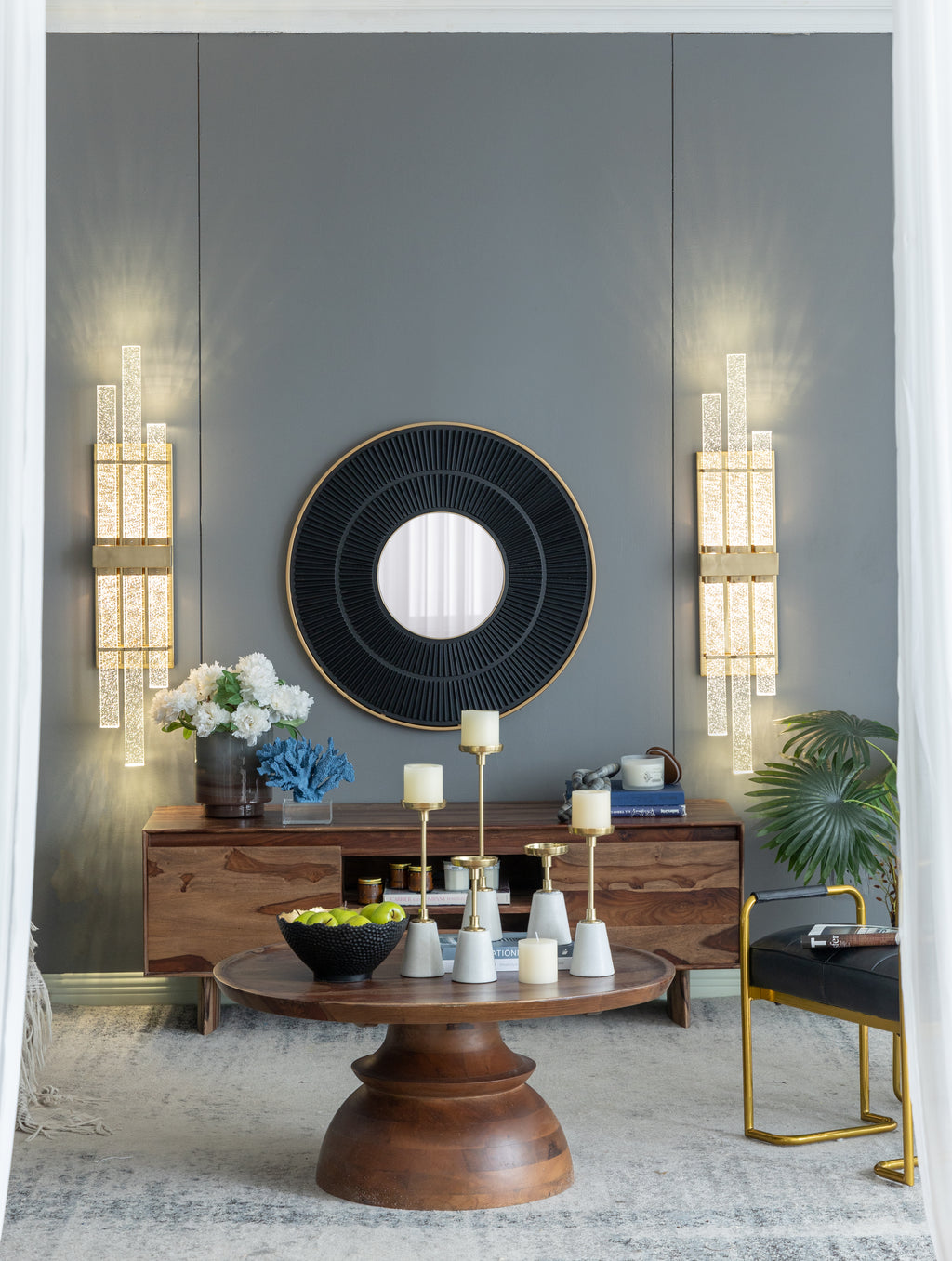 Round Carter Wooden Mirror