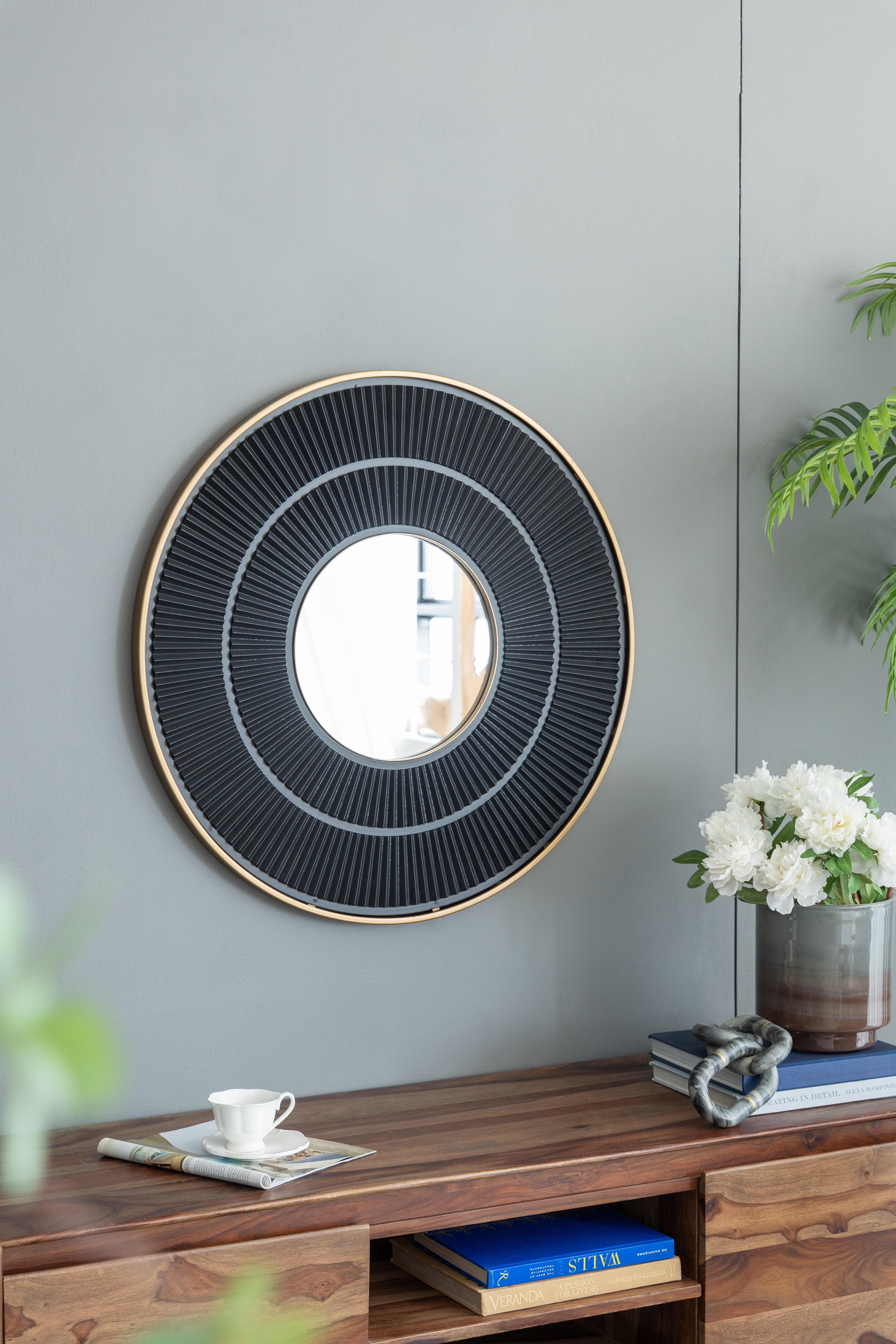 Round Carter Wooden Mirror