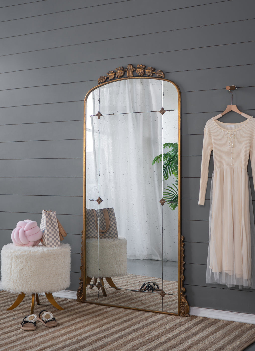 76" x 40" Lavish Full Length Mirror, Antique