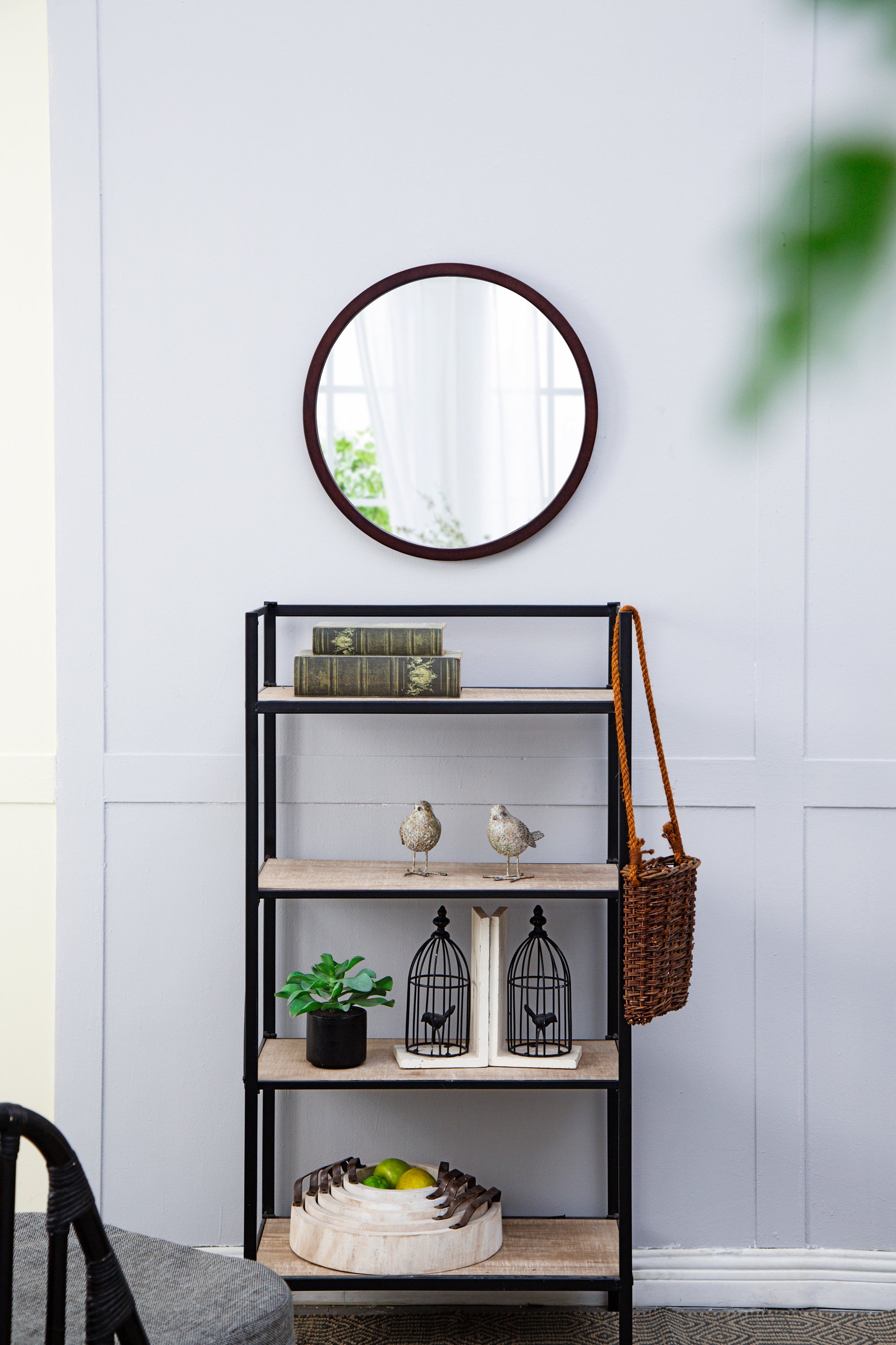 20" x 20" Circle Wall Mirror with Wooden Frame