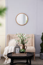 20" x 20" Circle Wall Mirror with Wooden Frame