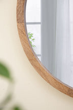 20" x 20" Circle Wall Mirror with Wooden Frame