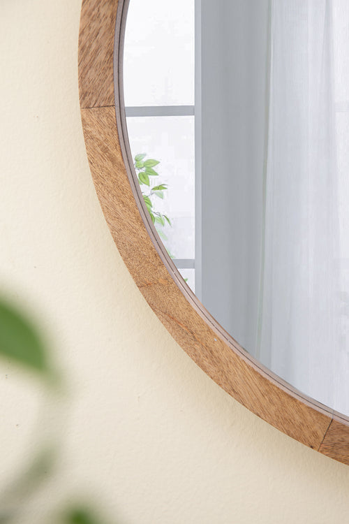 20" x 20" Circle Wall Mirror with Wooden Frame