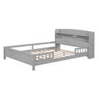Wood Full Size Platform Bed With Built-in LED Light