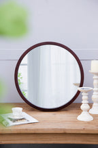 20" x 20" Circle Wall Mirror with Wooden Frame
