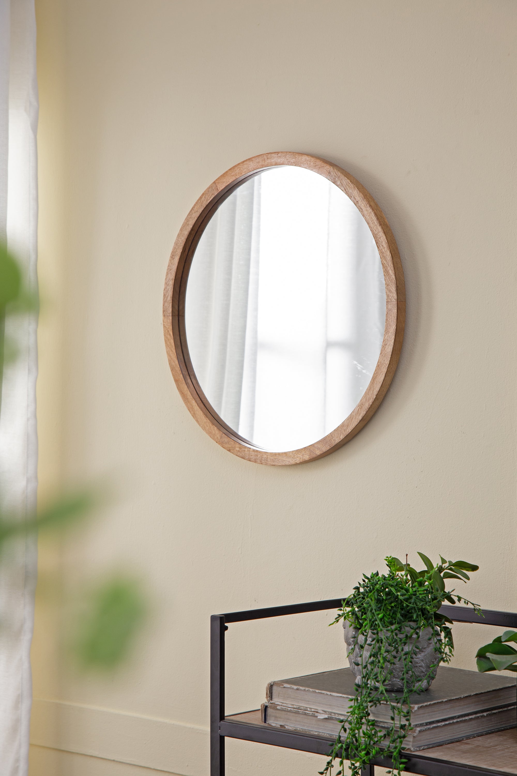 20" x 20" Circle Wall Mirror with Wooden Frame