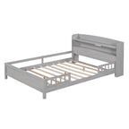 Wood Full Size Platform Bed With Built-in LED Light