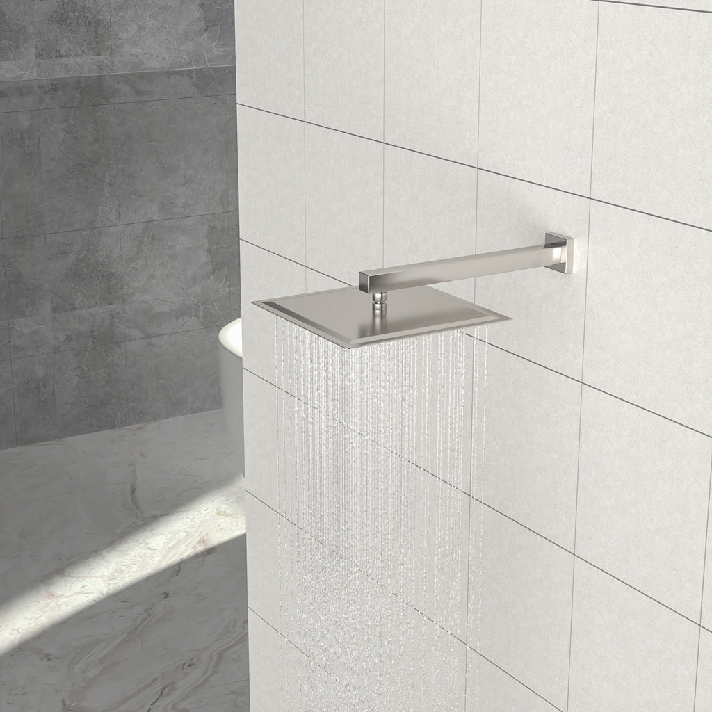 12 Inch Square Brushed Nickel Rain Fixed Shower Head