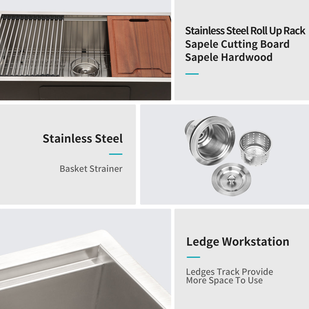Single Bowl Undermount Workstation Kitchen Sink