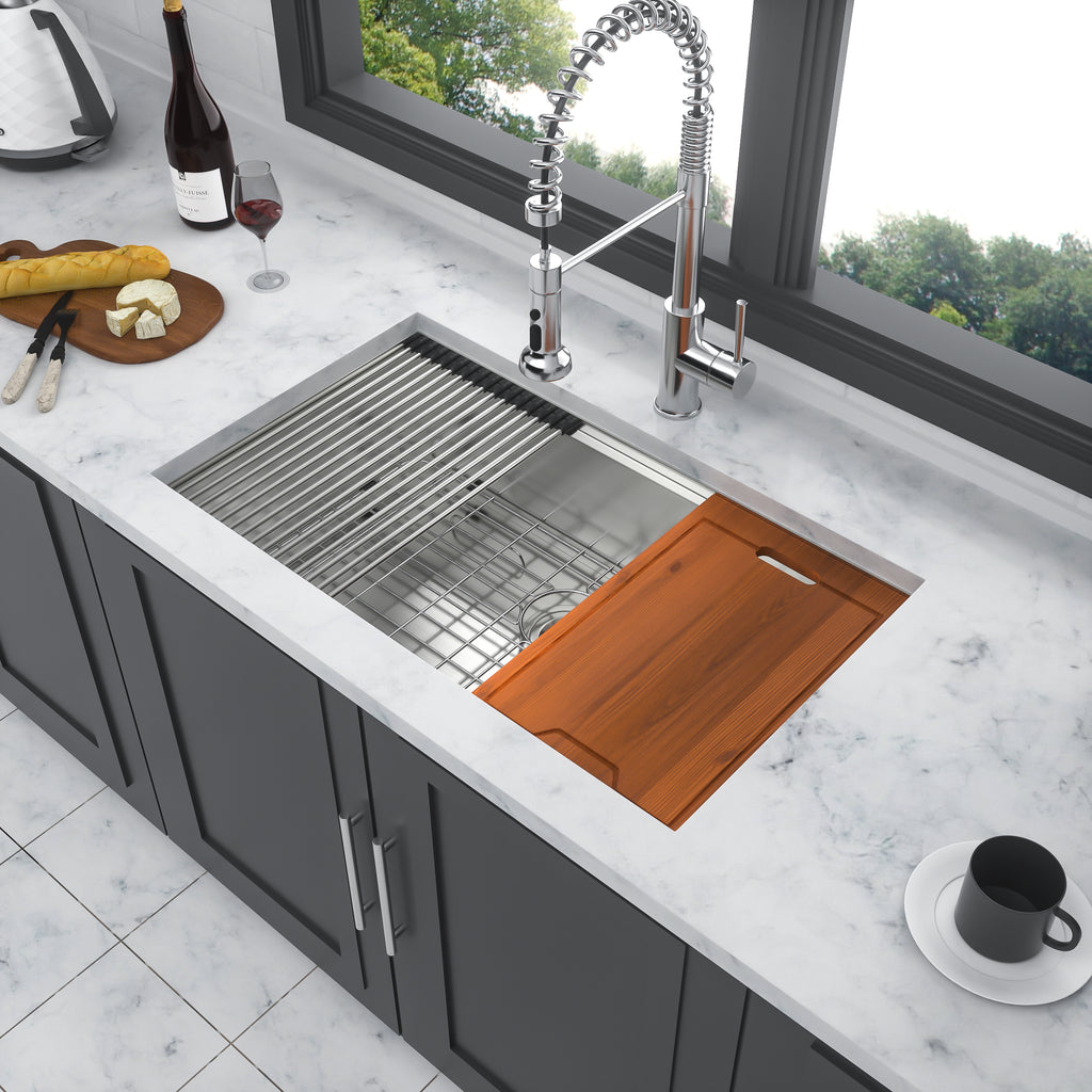 Single Bowl Undermount Workstation Kitchen Sink