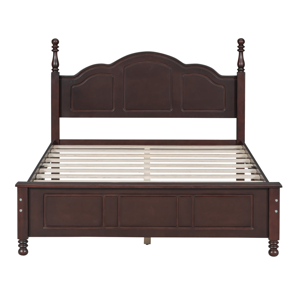 Full Size Wood Platform Bed Frame - Retro Style