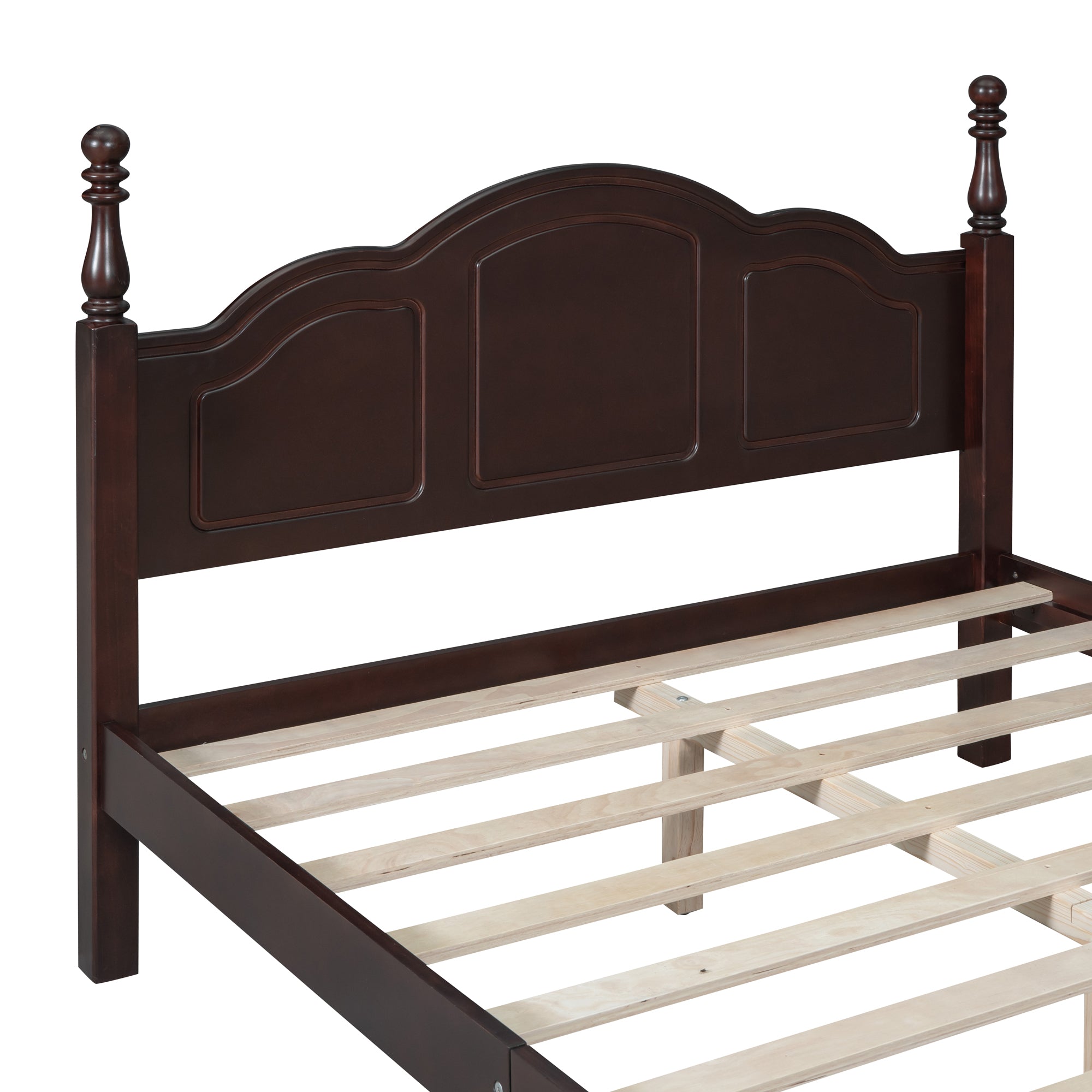 Full Size Wood Platform Bed Frame - Retro Style