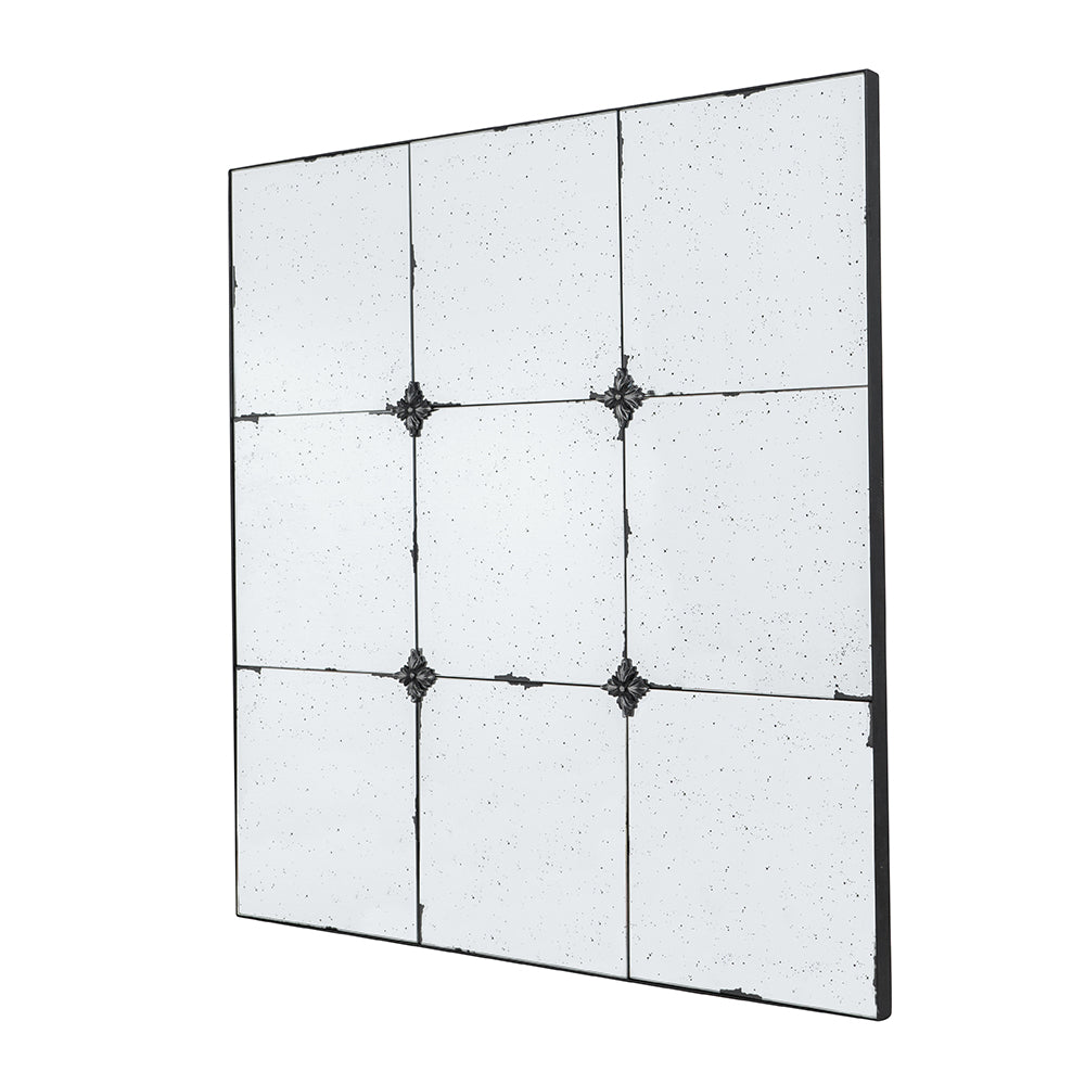 36x36" Traditional Antique Glass Panel Wall Mirror