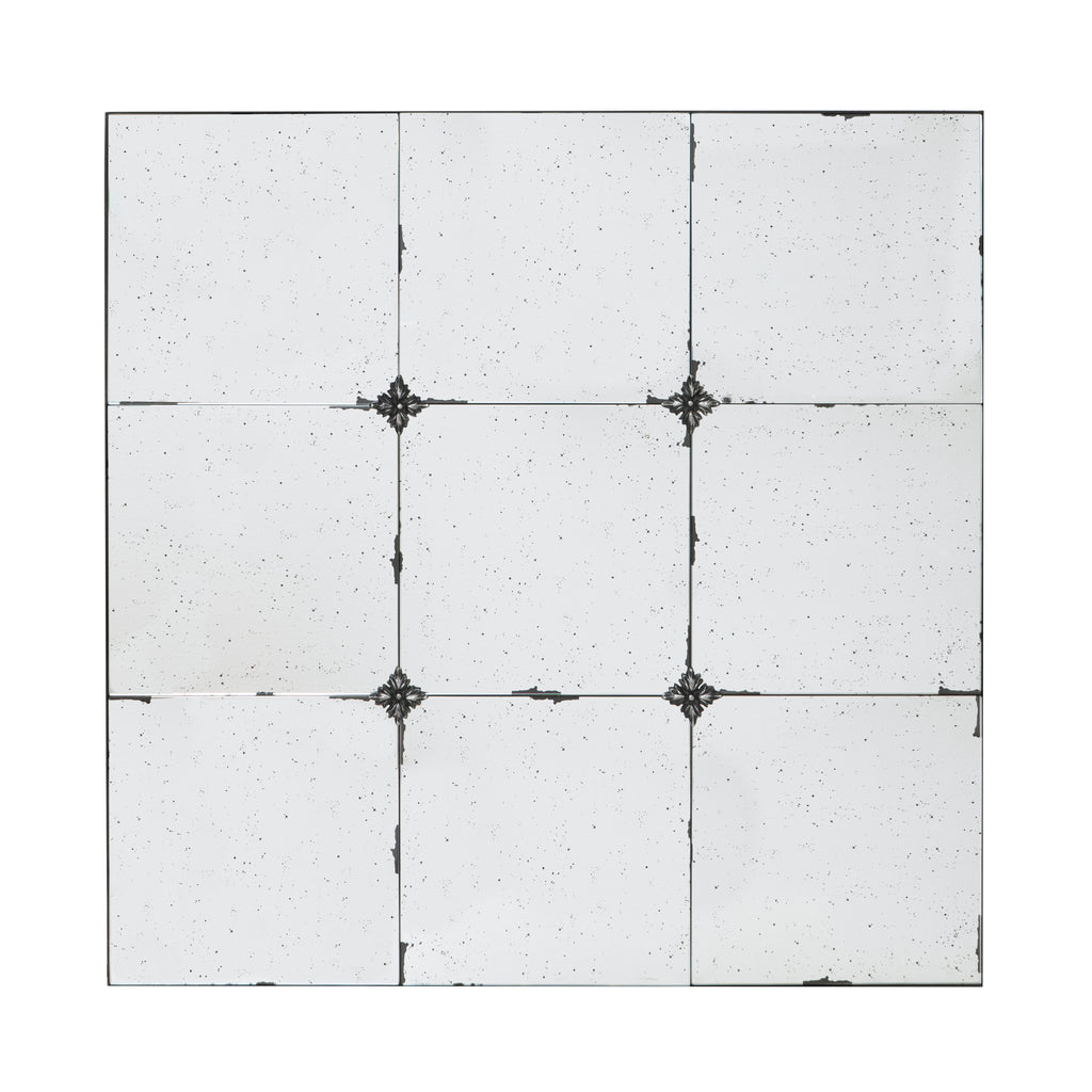 36x36" Traditional Antique Glass Panel Wall Mirror