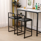 Black Bar Stool with Backrest Set of 2
