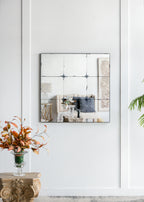 36x36" Traditional Antique Glass Panel Wall Mirror