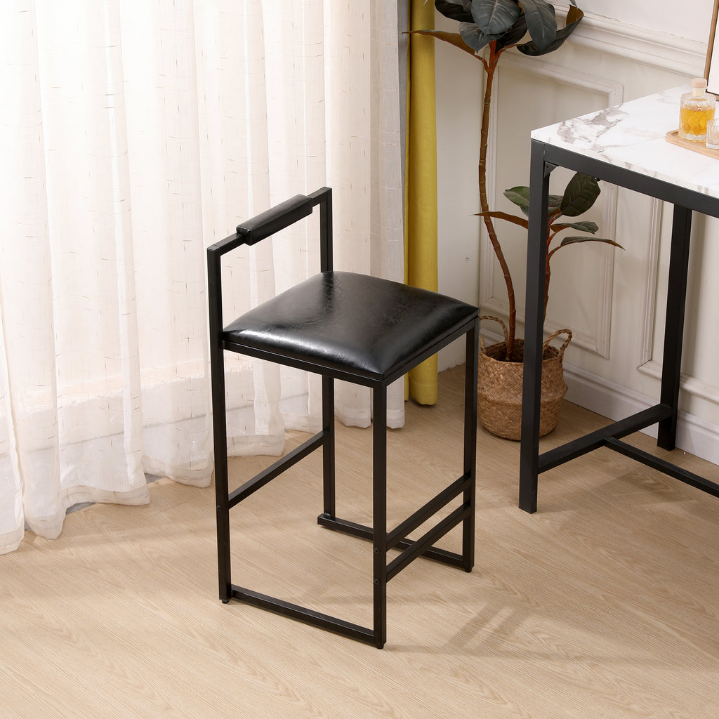 Black Bar Stool with Backrest Set of 2