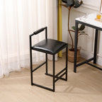 Black Bar Stool with Backrest Set of 2