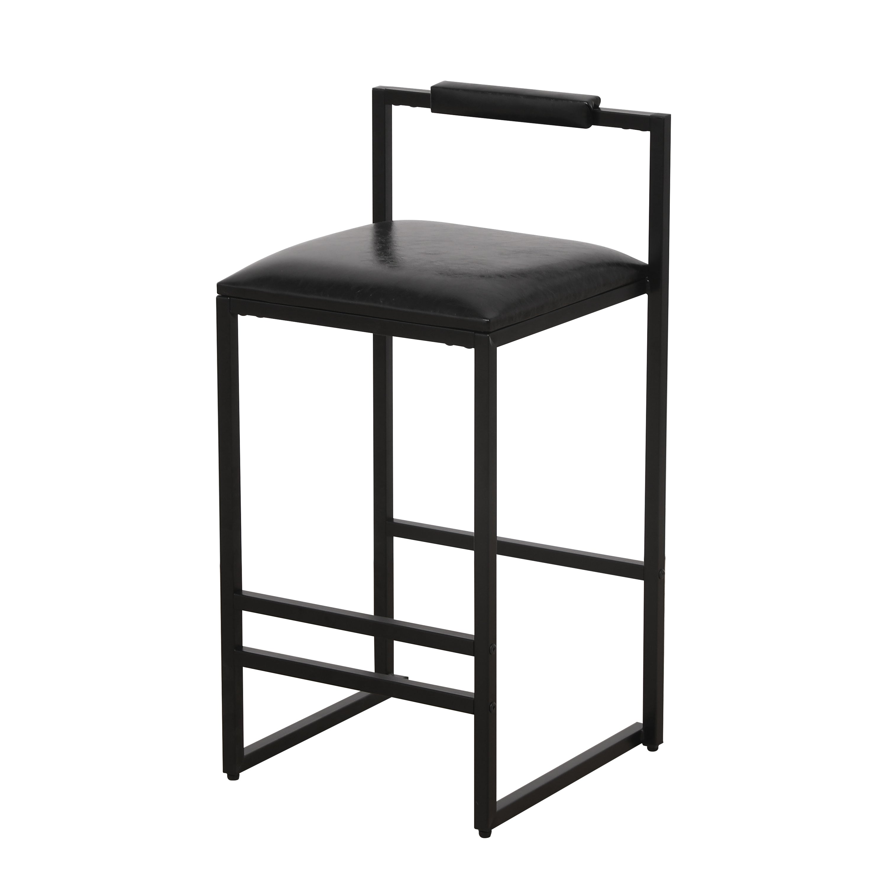 Black Bar Stool with Backrest Set of 2