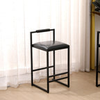 Black Bar Stool with Backrest Set of 2